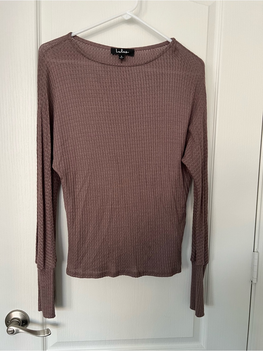 Lulu's Dusty Mauve Long Sleeve Waffle Knit Top